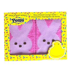 Bath & Body Works Peeps Pink Marshmallow Bunny Shea Infused Lounge Socks Easter